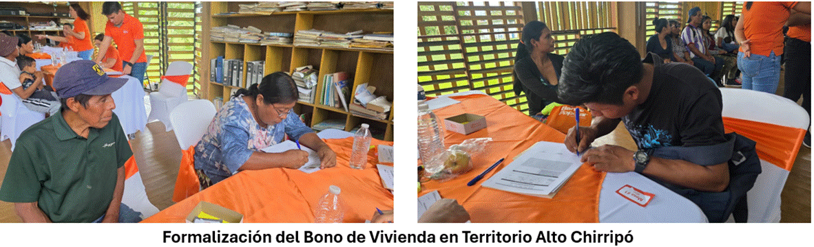 Fotografías de la formalización del bono de vivienda para familias del Territorio Alto Chirripó en Turrialba.